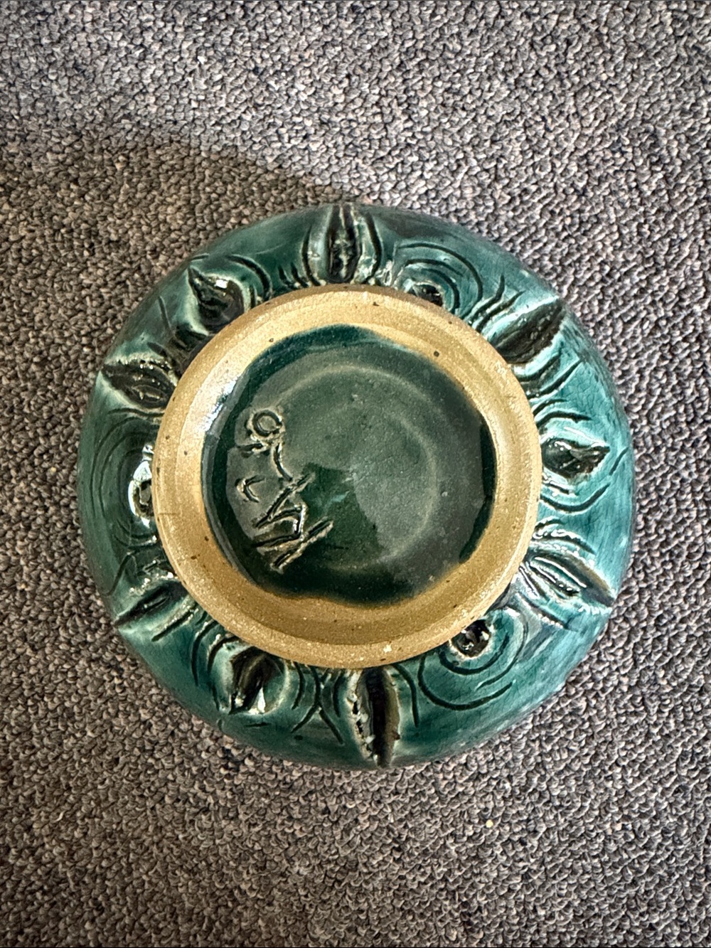 Handcrafted Green Ceramic Decorative Bowl